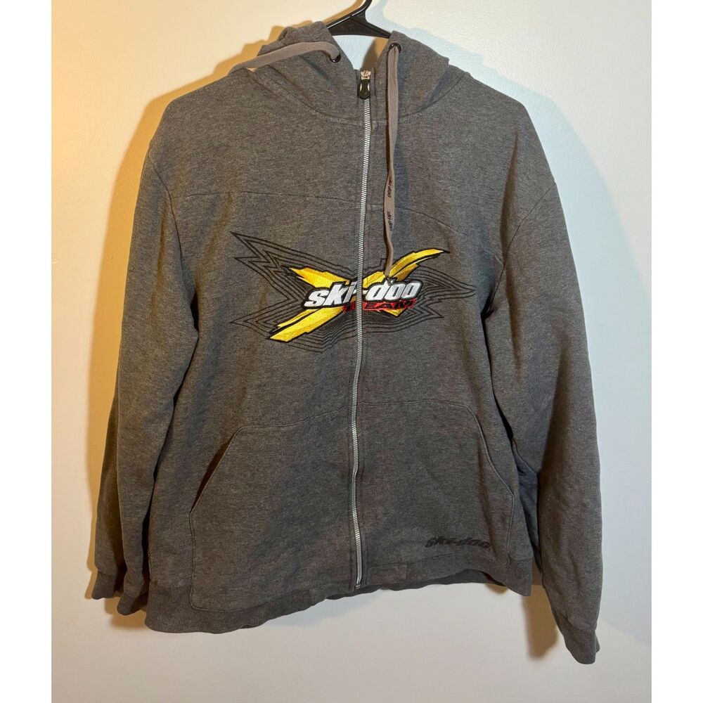 Ski‑Doo Team Gray Zip‑Up Hoodie Pullover — BRP Canada, Unisex Large